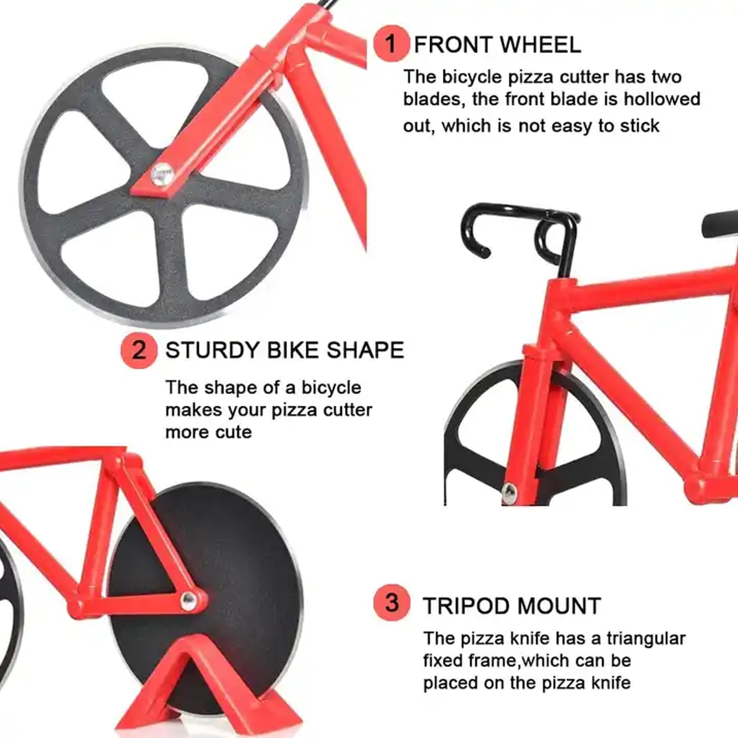 Stainless steel Bicycle shape Unbreakable Handle Pizza cutter | Pastry Cutter | Pizza Slicer with Grip on Handle and Stainless Steel Blade (1 Pc) Stainless steel Bicycle shape Unbreakable Handle Pizza cutter | Pastry Cutter | Pizza Slicer with Grip on Handle and Stainless Steel Blade (1 Pc)